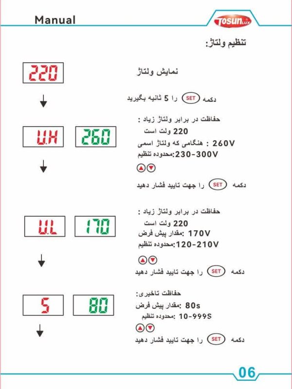 محافظ  ولتاژ دیجیتال و جریان تکفاز 60 و 80 آمپرTOSUN lux - Image 9